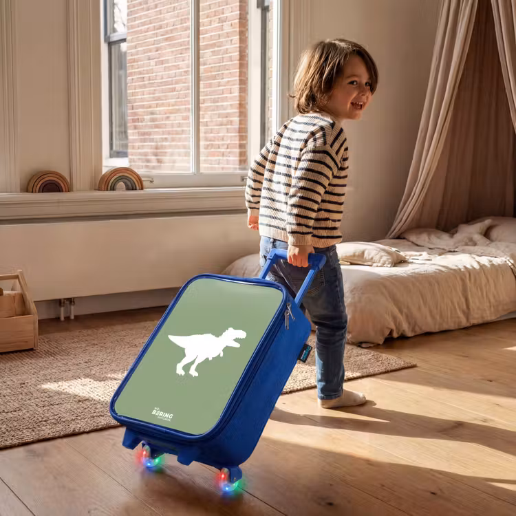 Kinderkoffer Blau - Grün mit T-Rex-Dino — 2