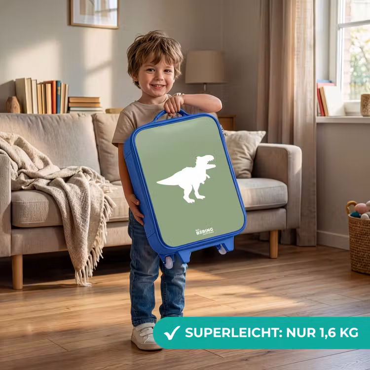 Kinderkoffer Blau - Grün mit T-Rex-Dino — 3