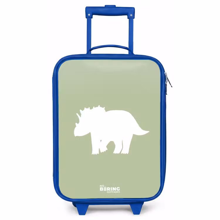 Kinderkoffer Blau - Grün mit Triceratops-Dino — 1