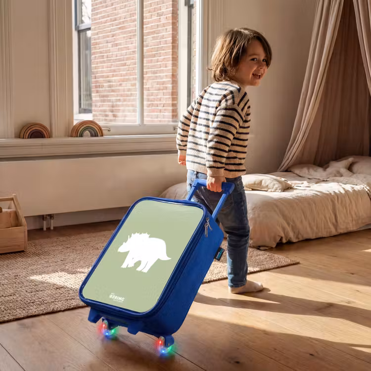 Kinderkoffer Blau - Grün mit Triceratops-Dino — 2