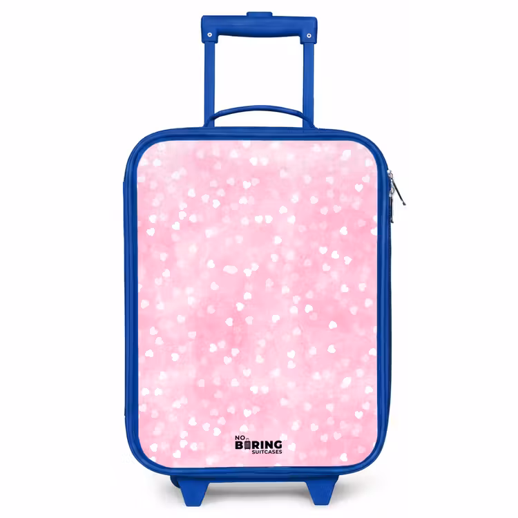 Kinderkoffer Blau - Rosa Glitzerherzen — 1