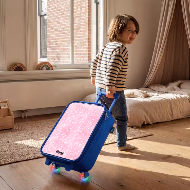 Kinderkoffer Blau - Rosa Glitzerherzen — 2