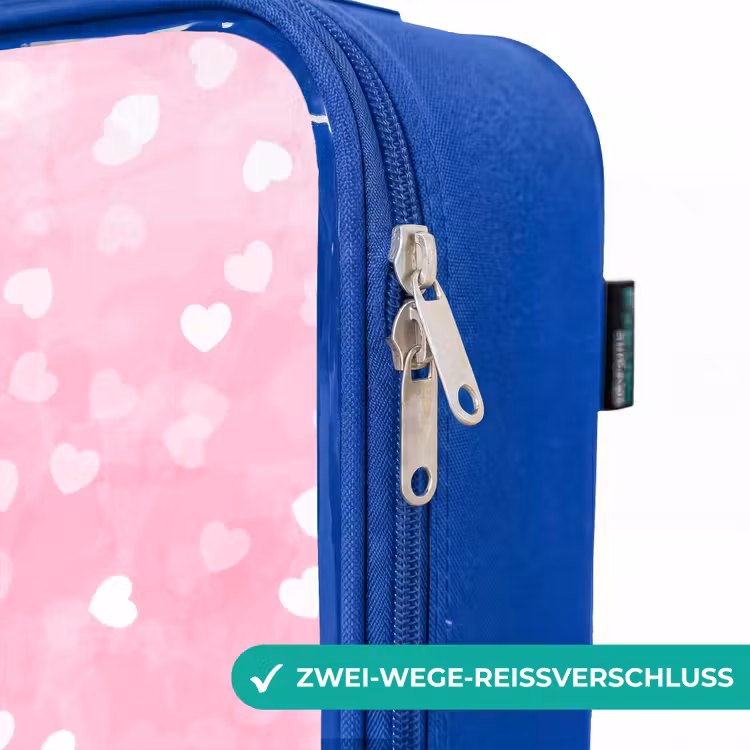 Kinderkoffer Blau - Rosa Glitzerherzen — 5