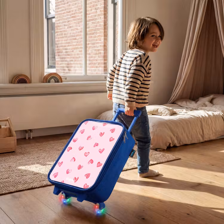 Kinderkoffer Blau - Rosa Herzen — 2