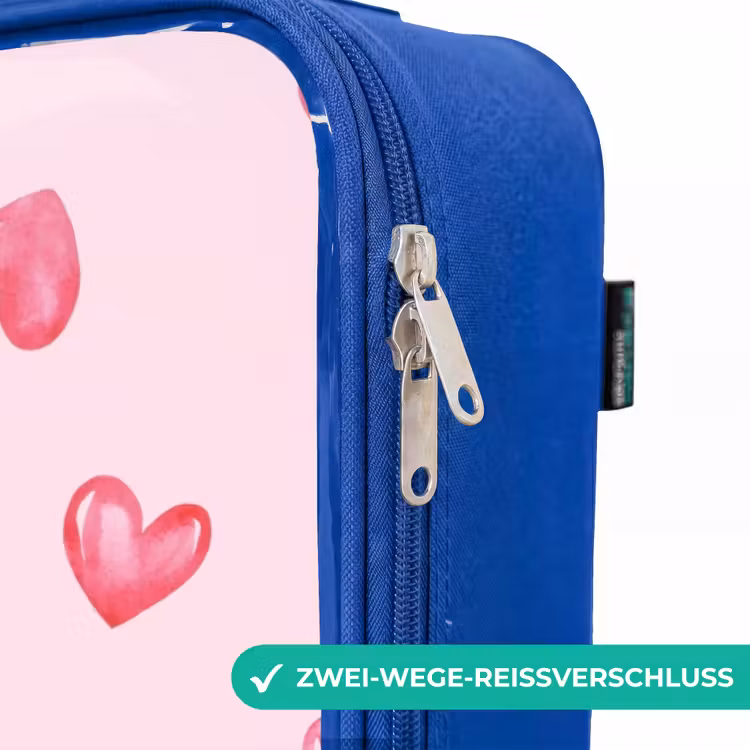 Kinderkoffer Blau - Rosa Herzen — 5
