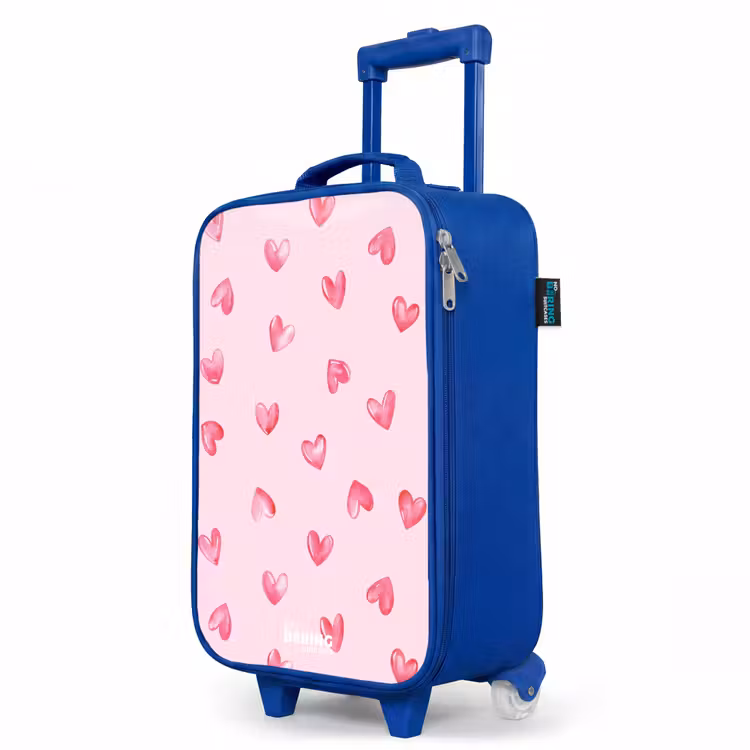 Kinderkoffer Blau - Rosa Herzen — 8