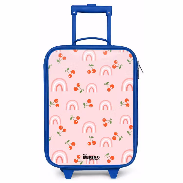 Kinderkoffer Blau - Rosa mit Regenbogen- und Kirschenmuster — 1