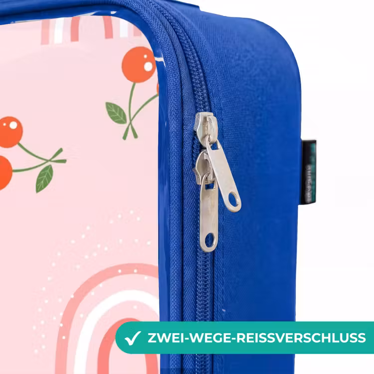 Kinderkoffer Blau - Rosa mit Regenbogen- und Kirschenmuster — 5