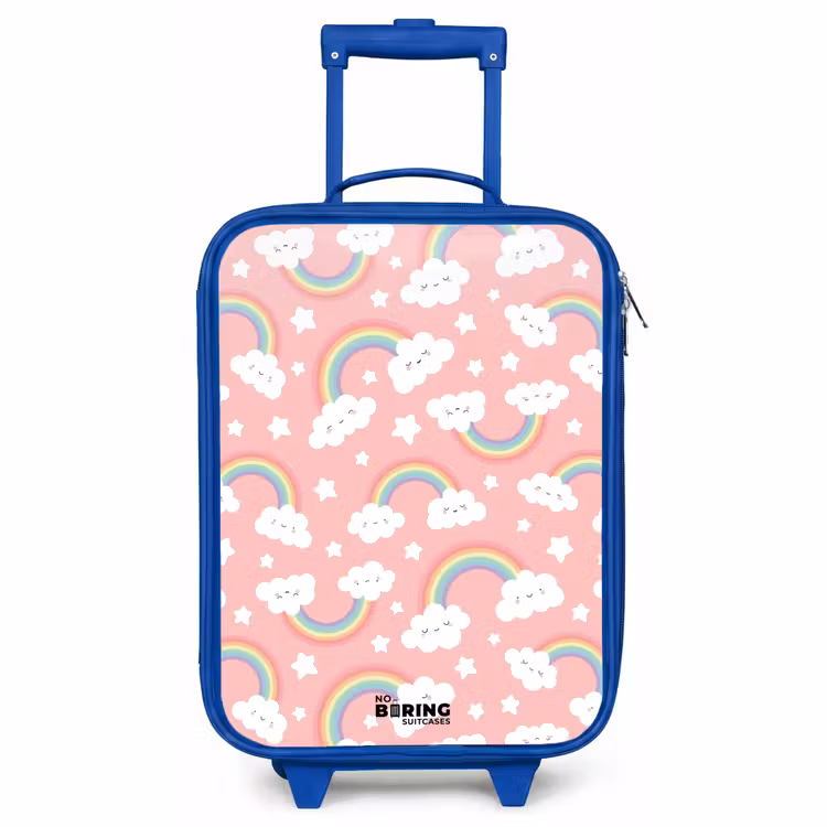 Kinderkoffer Blau - Rosa mit Regenbogenmuster — 1