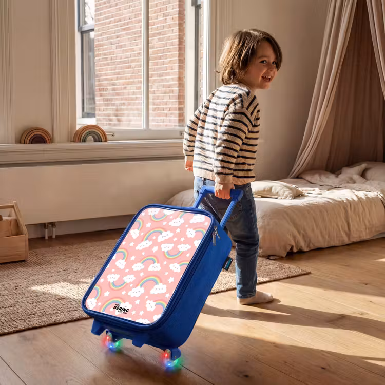 Kinderkoffer Blau - Rosa mit Regenbogenmuster — 2