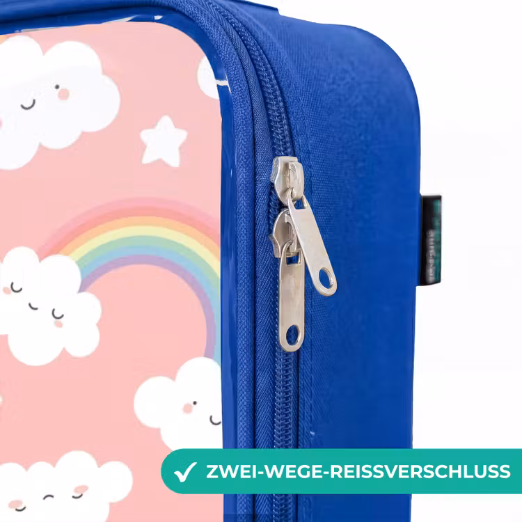 Kinderkoffer Blau - Rosa mit Regenbogenmuster — 5