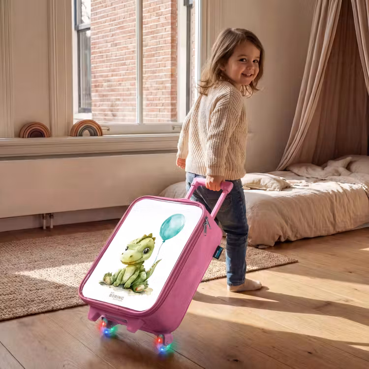 Kinderkoffer Rosa - Dino mit blauem Ballon — 2