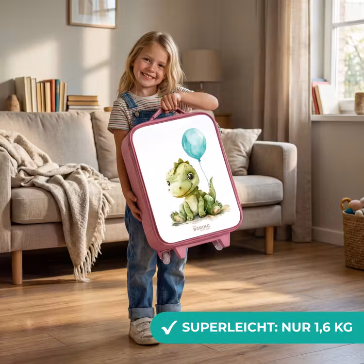 Kinderkoffer Rosa - Dino mit blauem Ballon — 3