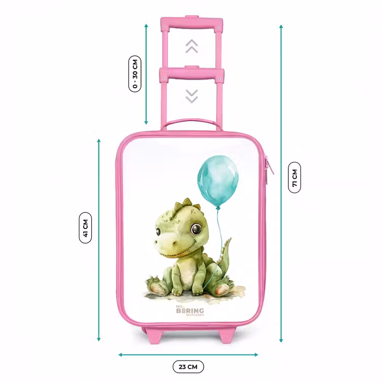 Kinderkoffer Rosa - Dino mit blauem Ballon — 7