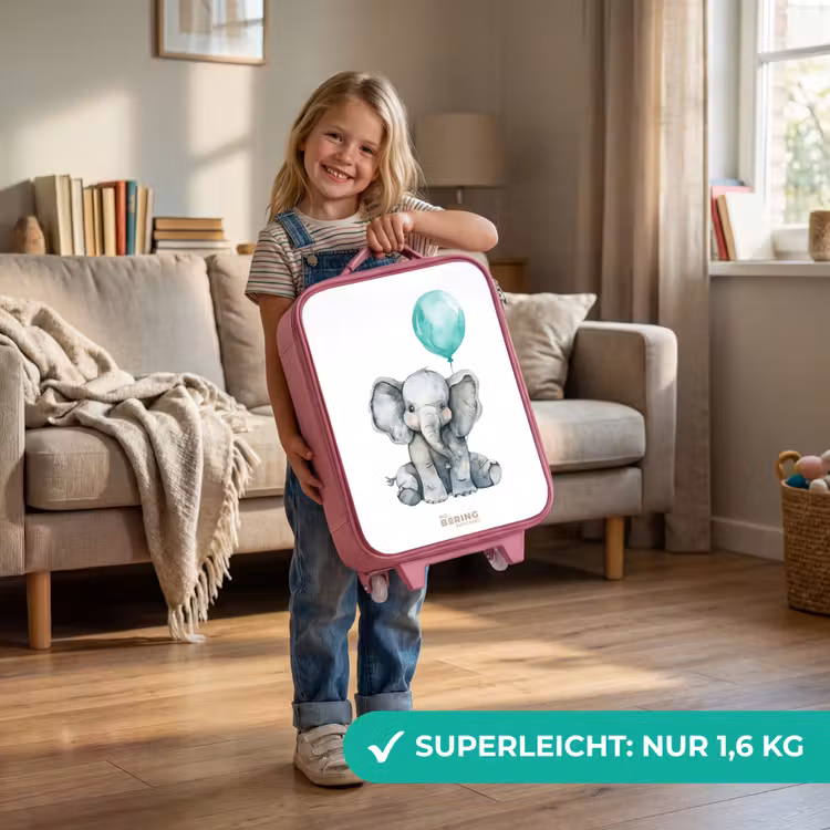 Kinderkoffer Rosa - Elefant mit blauem Luftballon — 3
