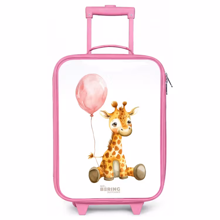 Kinderkoffer Rosa - Giraffe mit rosa Luftballon — 1