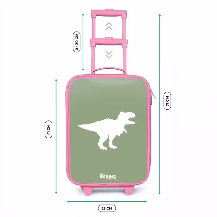 Kinderkoffer Rosa - Grün mit T-Rex-Dino — 7