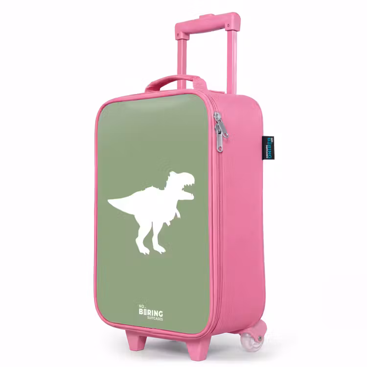 Kinderkoffer Rosa - Grün mit T-Rex-Dino — 8
