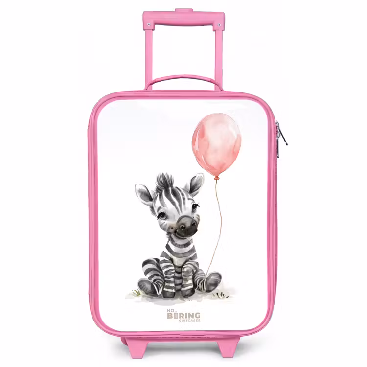 Kinderkoffer Rosa - Zebra mit rosa Luftballon — 1
