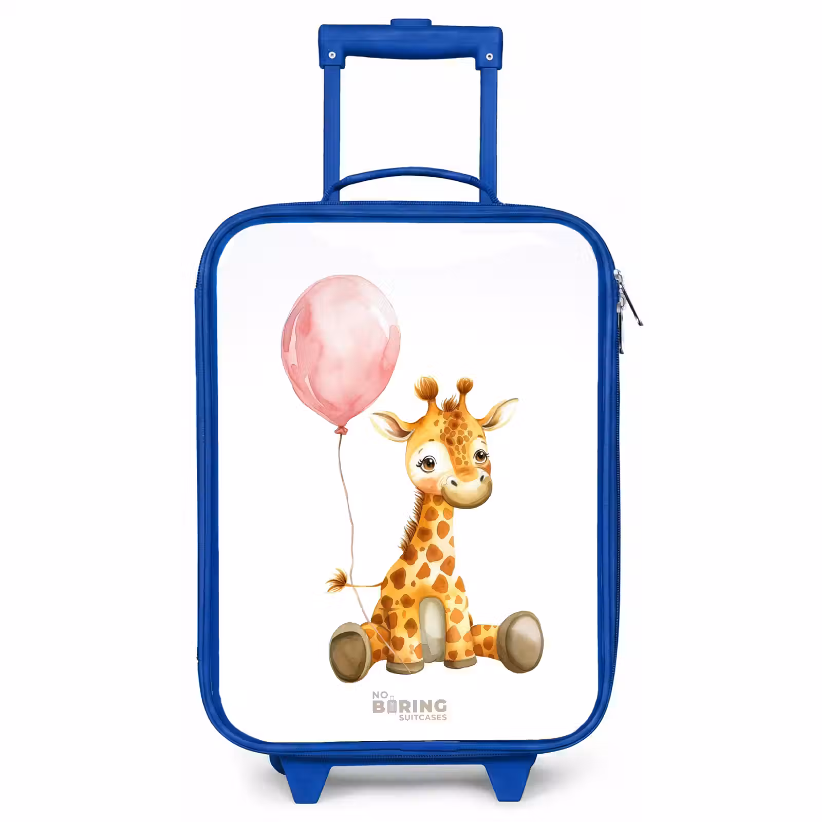 Kinderkoffer Blau - Giraffe mit rosa Luftballon — 1