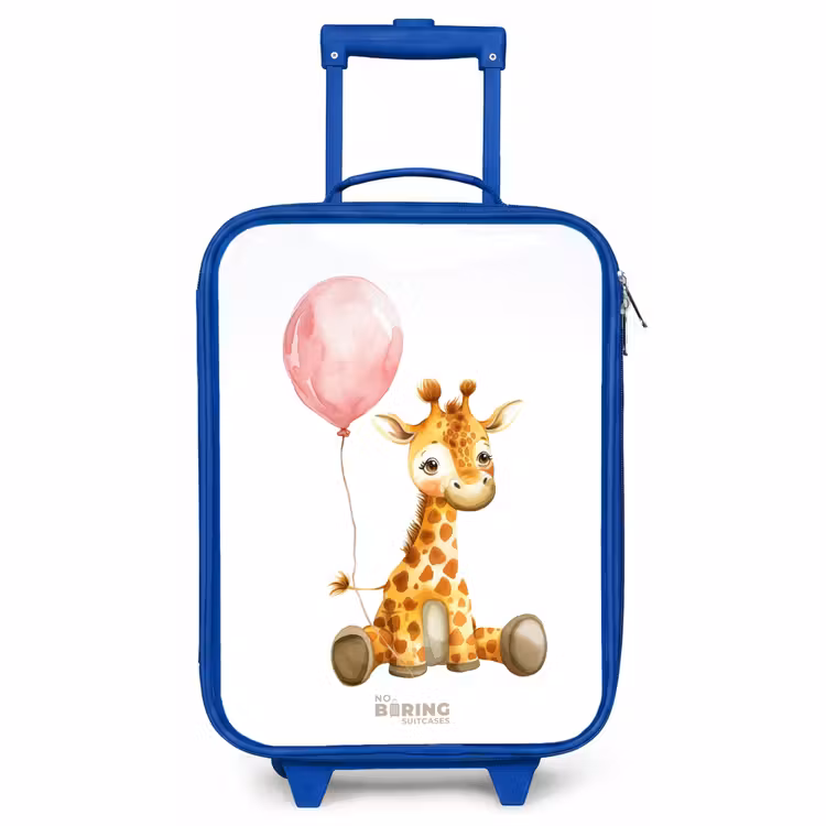Kinderkoffer Blau - Giraffe mit rosa Luftballon — 1