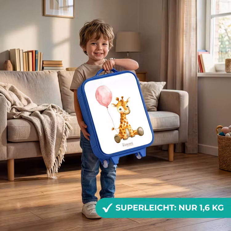 Kinderkoffer Blau - Giraffe mit rosa Luftballon — 3