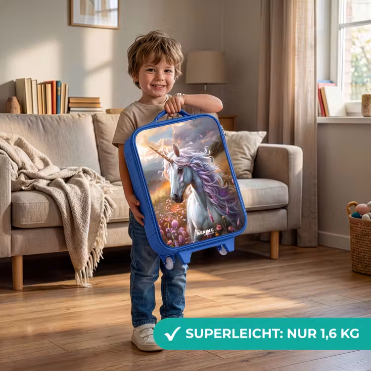 Kinderkoffer Blau - Pastellfarbene Perle Horn — 3