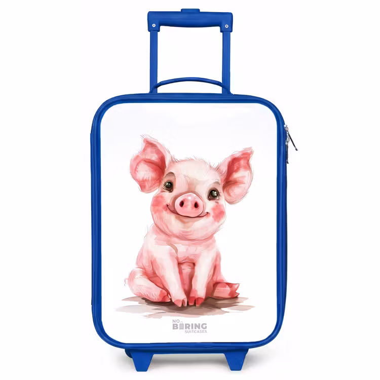 Kinderkoffer Blau - Rosa Babyschweinchen — 1