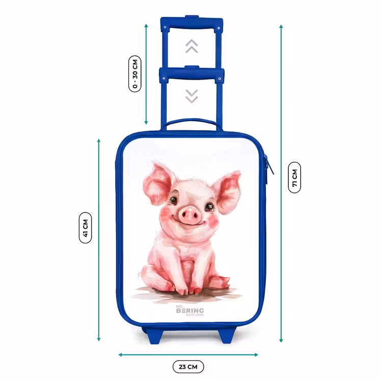 Kinderkoffer Blau - Rosa Babyschweinchen — 7