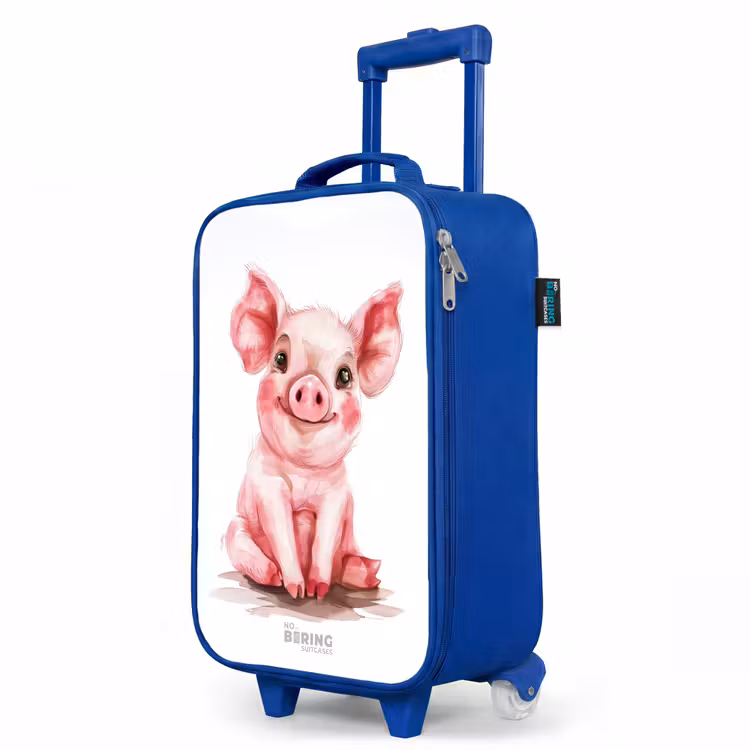 Kinderkoffer Blau - Rosa Babyschweinchen — 8