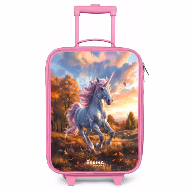 Kinderkoffer Rosa - Galoppierendes Einhorn in der Herbstwelt — 1