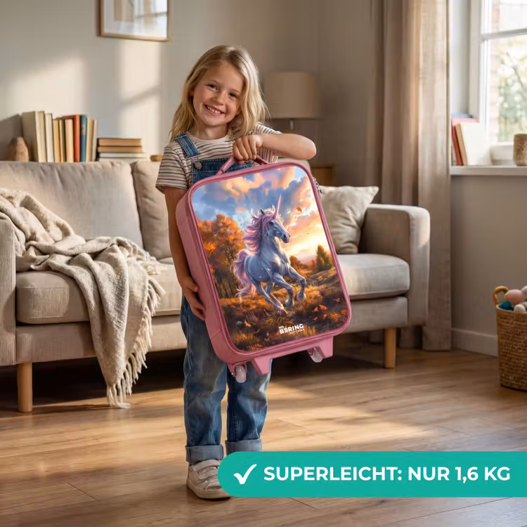Kinderkoffer Rosa - Galoppierendes Einhorn in der Herbstwelt — 3