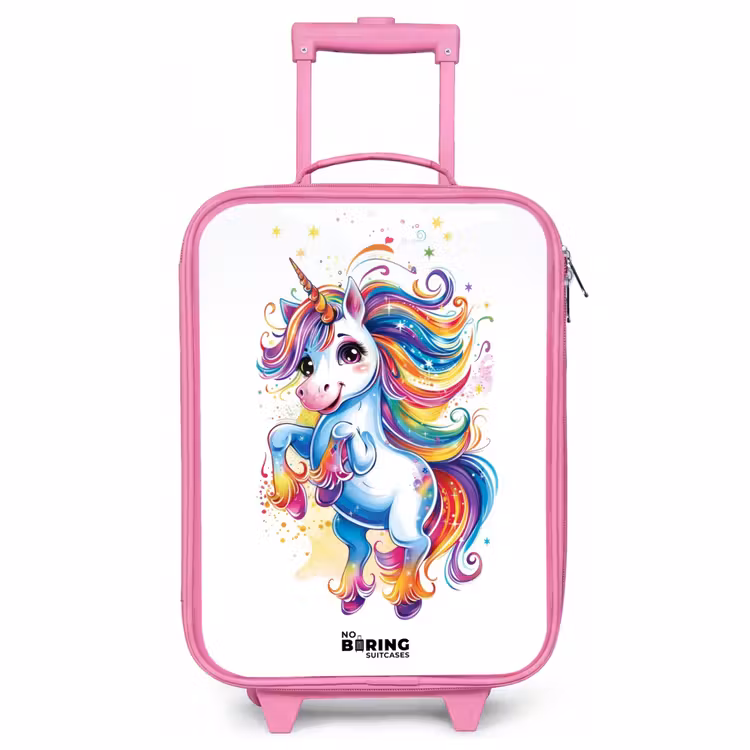 Kinderkoffer Rosa - Tänzelndes Einhorn mit Regenbogenmähne — 1