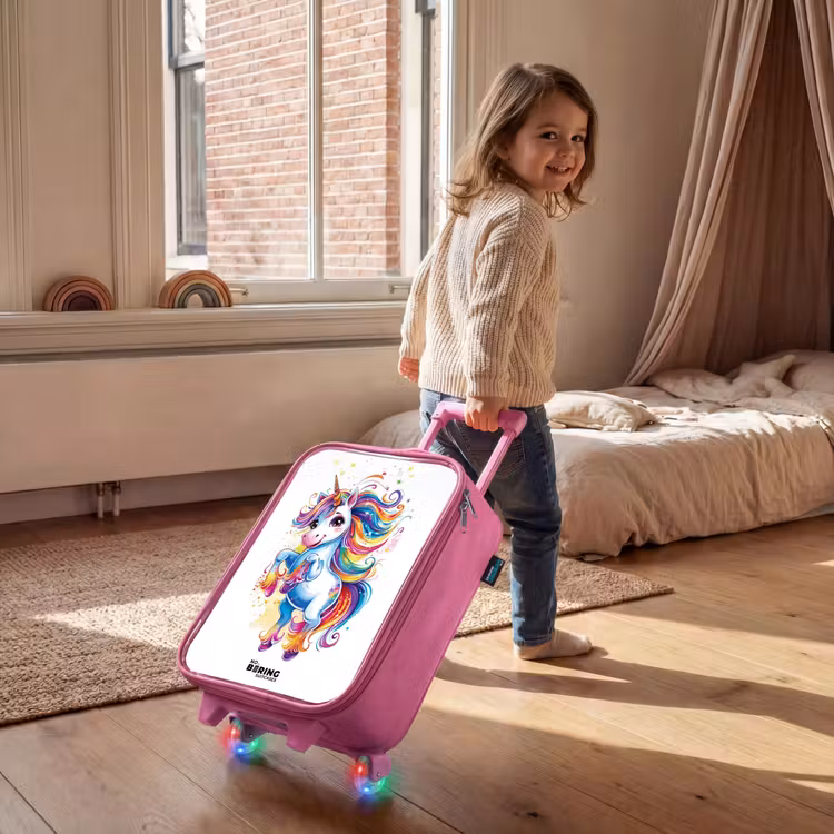 Kinderkoffer Rosa - Tänzelndes Einhorn mit Regenbogenmähne — 2