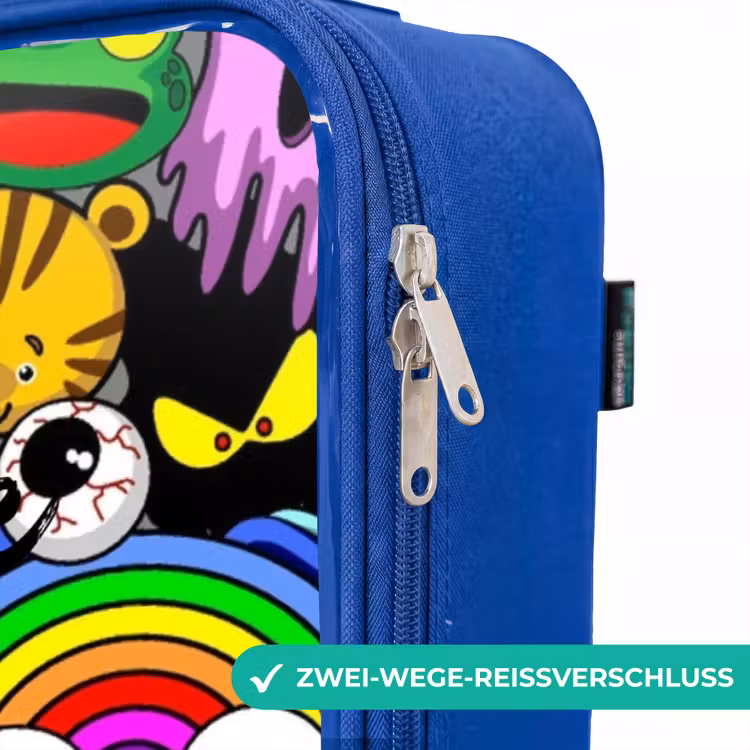 Kinderkoffer Blau - Chaotisch-bunte Monster-Muster — 5