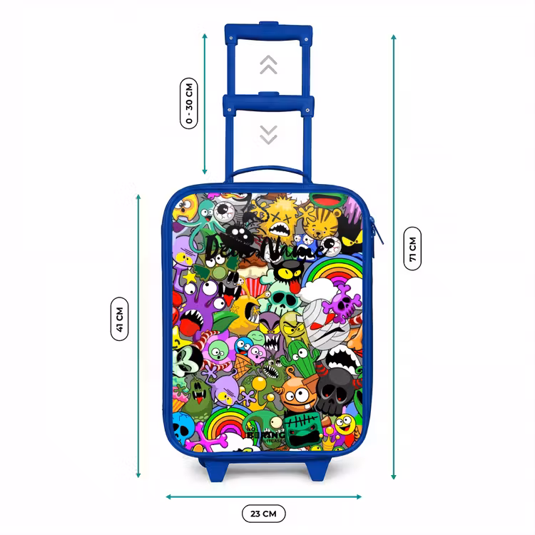 Kinderkoffer Blau - Chaotisch-bunte Monster-Muster — 7