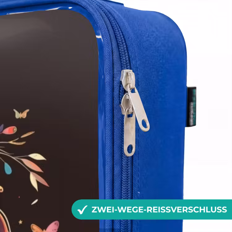 Kinderkoffer Blau - Einhorn und Blumen auf schwarzem Hintergrund — 5