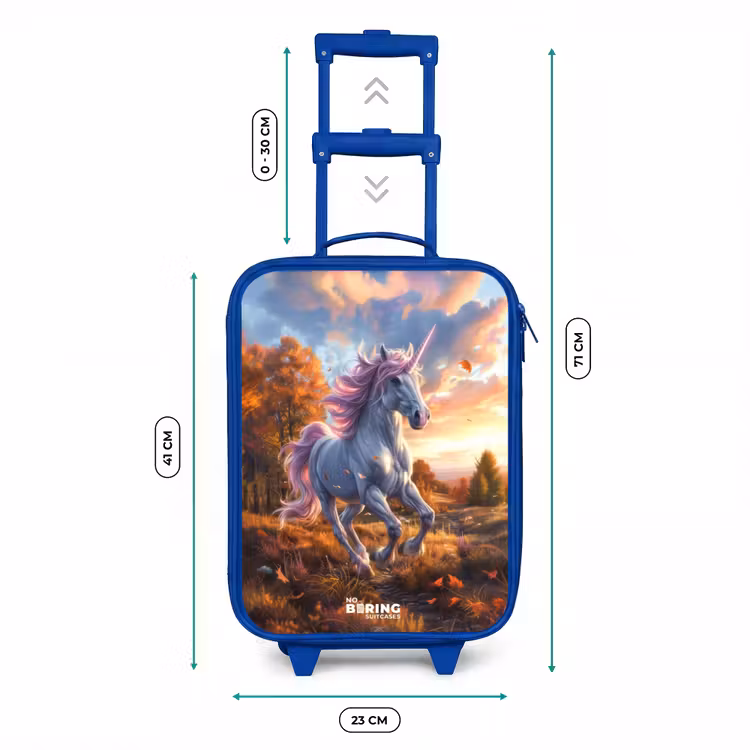 Kinderkoffer Blau - Galoppierendes Einhorn in der Herbstwelt — 7