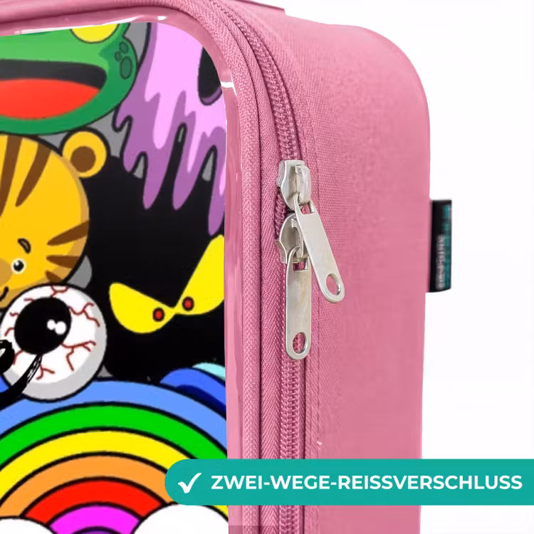Kinderkoffer Rosa - Chaotisch-bunte Monster-Muster — 5