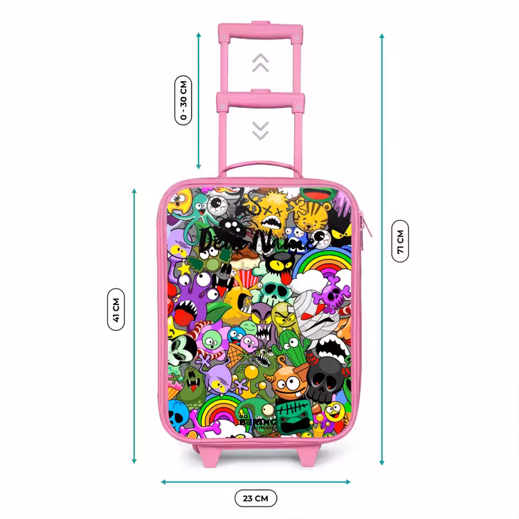 Kinderkoffer Rosa - Chaotisch-bunte Monster-Muster — 7