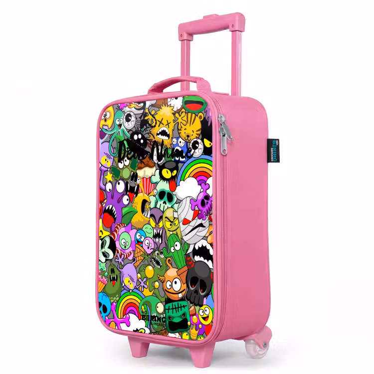 Kinderkoffer Rosa - Chaotisch-bunte Monster-Muster — 8
