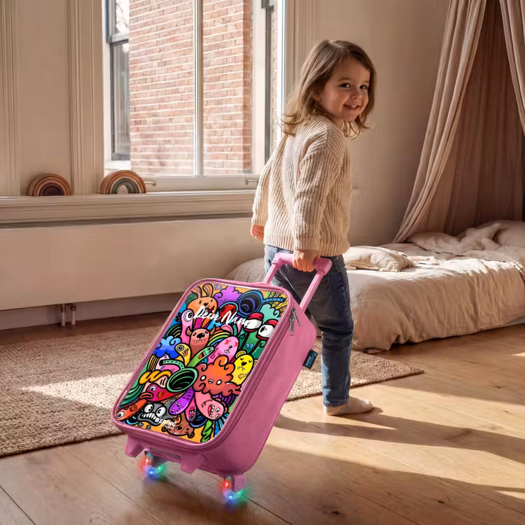 Kinderkoffer Rosa - Fröhliches Monster-Chaos — 2
