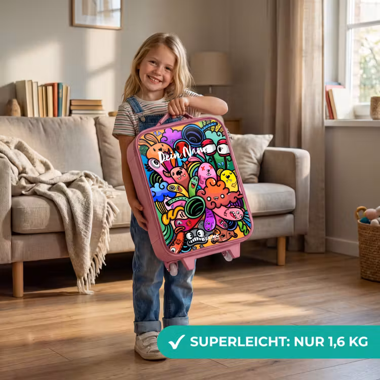 Kinderkoffer Rosa - Fröhliches Monster-Chaos — 3