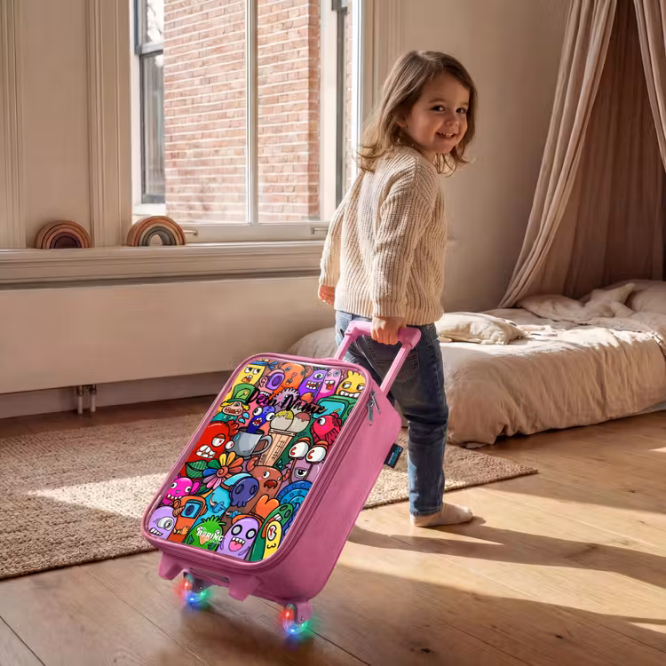 Kinderkoffer Rosa - Monster, Blumen und Eiscreme-Muster — 2