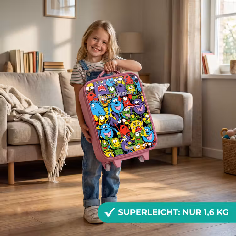 Kinderkoffer Rosa - Monster mit leuchtenden Farben — 3