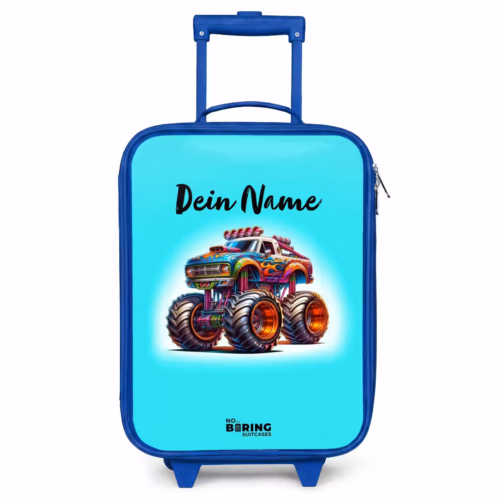 Kinderkoffer Blau - Monstertruck auf hellblauem Hintergrund — 1