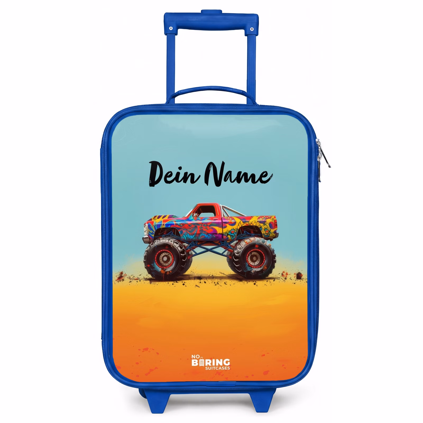 Kinderkoffer Blau - Monstertruck mit Graffitidruck im Sand — 1