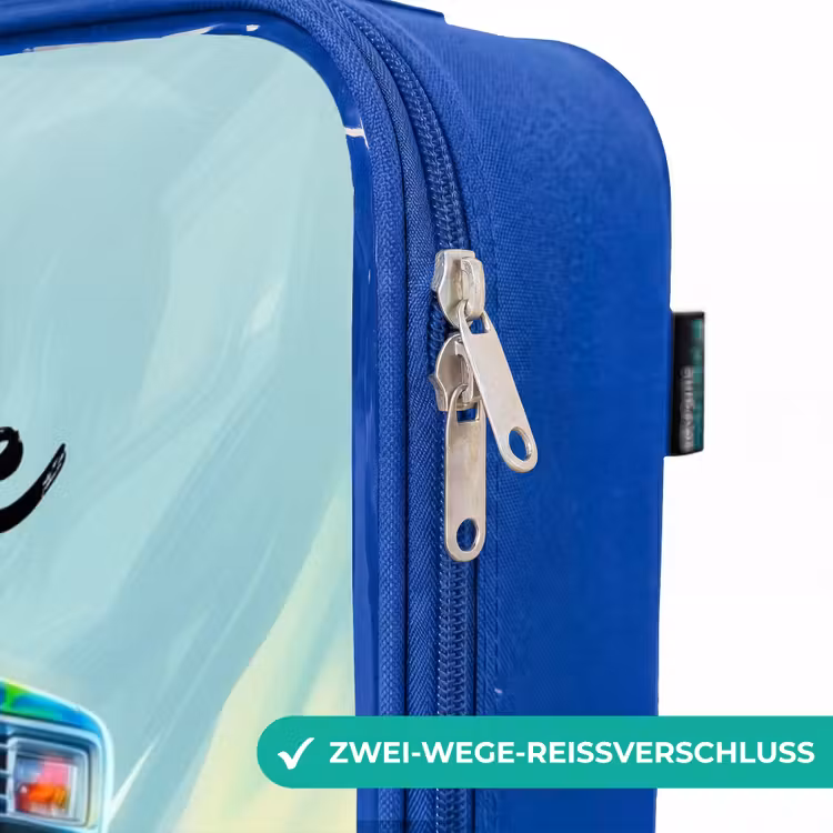 Kinderkoffer Blau - Grüner Monstertruck mit Pinselstrichen — 5