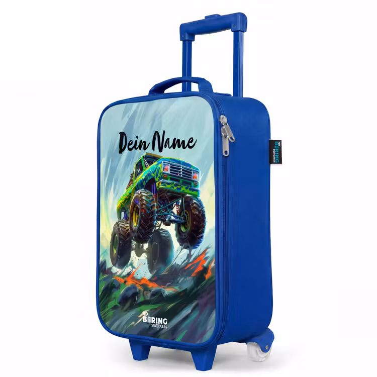 Kinderkoffer Blau - Grüner Monstertruck mit Pinselstrichen — 8