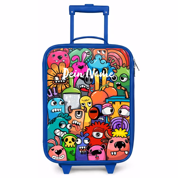 Kinderkoffer Blau - Knallbunte Monster — 1